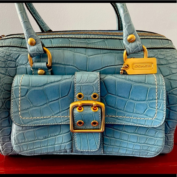 Coach Limited Edition Alligator Brass/Blue - Picture 2 of 7